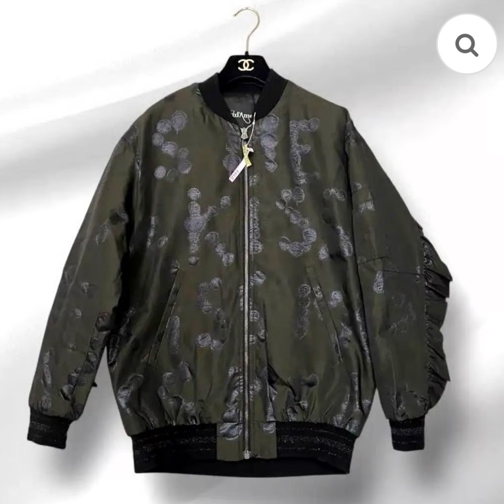 Ottod Ame Oversized Fashionable Asymmetrical Bomber Jacket w Raffle US 8 medium
